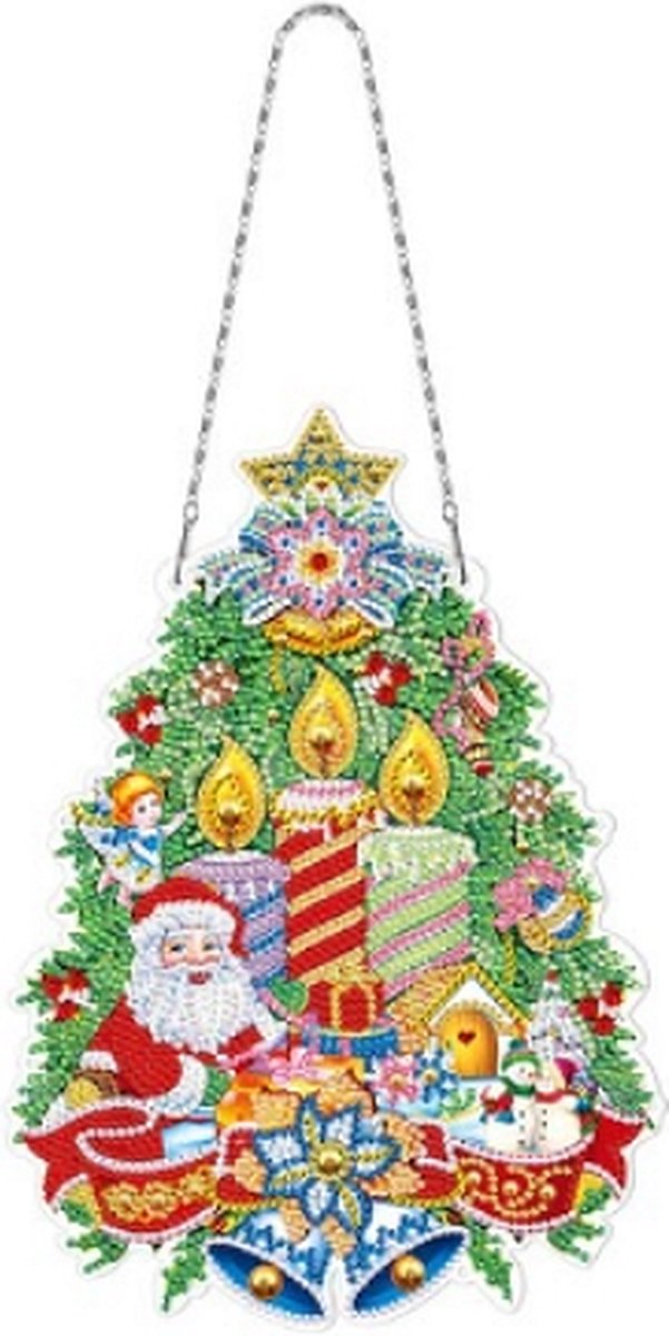 Diamond Painting Hangend Kerst Ornament met verlichting 26 Kerstboom (30cm)