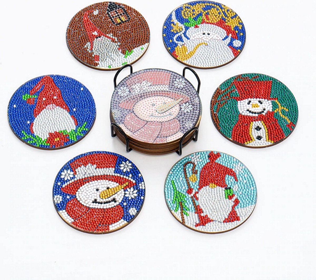 Diamond Painting Kerst Onderzetter set 01 met houder (6 stuks)