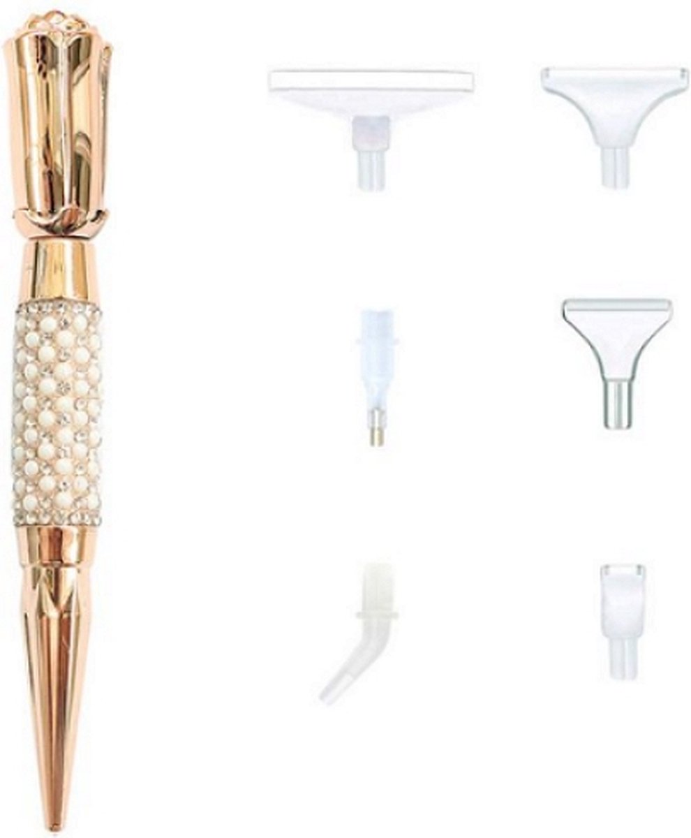 Diamond Painting Pen Rose Gold 01 met opzetstukjes