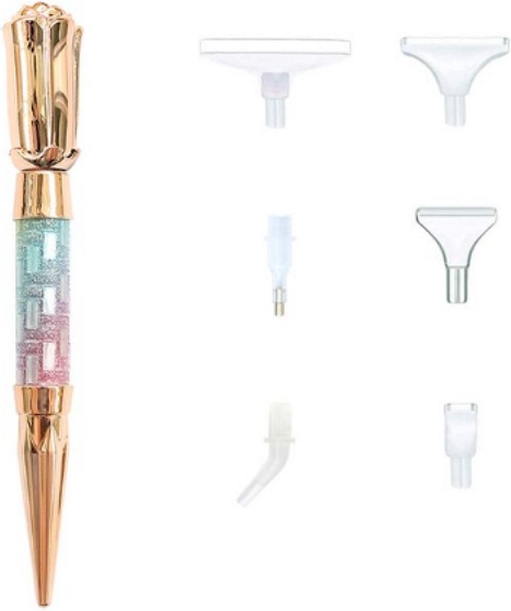 Diamond Painting Pen Rose Gold 02 met opzetstukjes