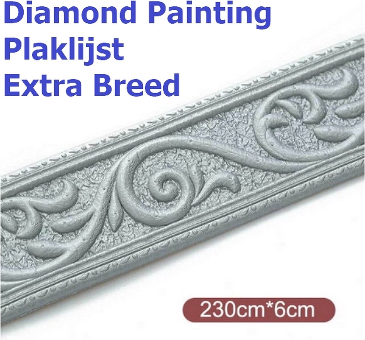 Diamond Painting Plaklijst op rol extra breed zilver (230x6cm)