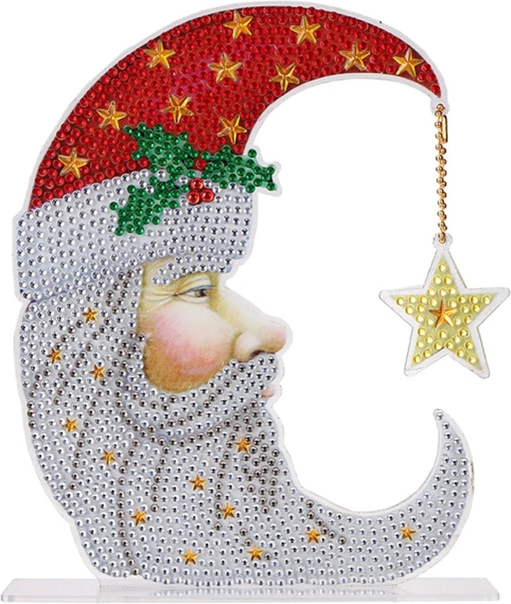 Diamond Painting Staand Kerst Ornament Kerstmaan 01 (20cm)