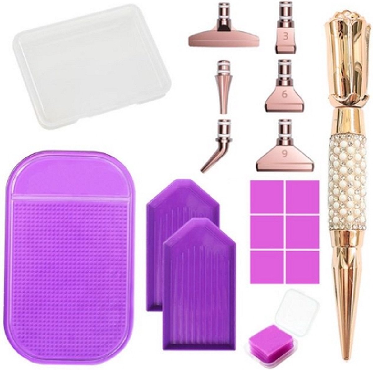 Diamond Painting Toolkit Rose Gold 01 met kleefmatje en opzetstukjes