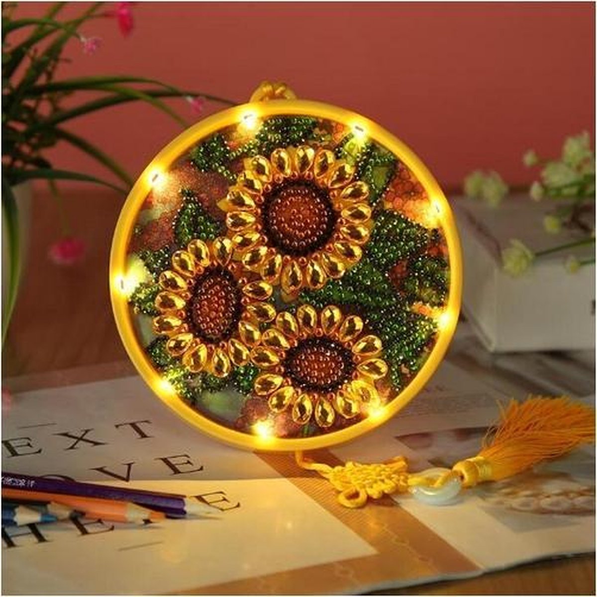 Diamond Painting Wandornament Zonnebloemen met verlichting