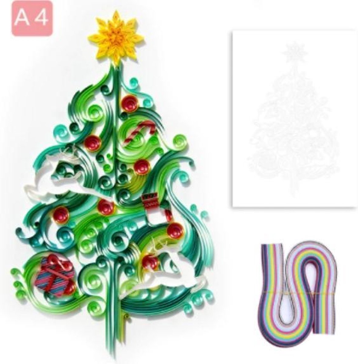 Papierkunst (Paper Quilling) Set Kerstboom A4 inclusief stroken