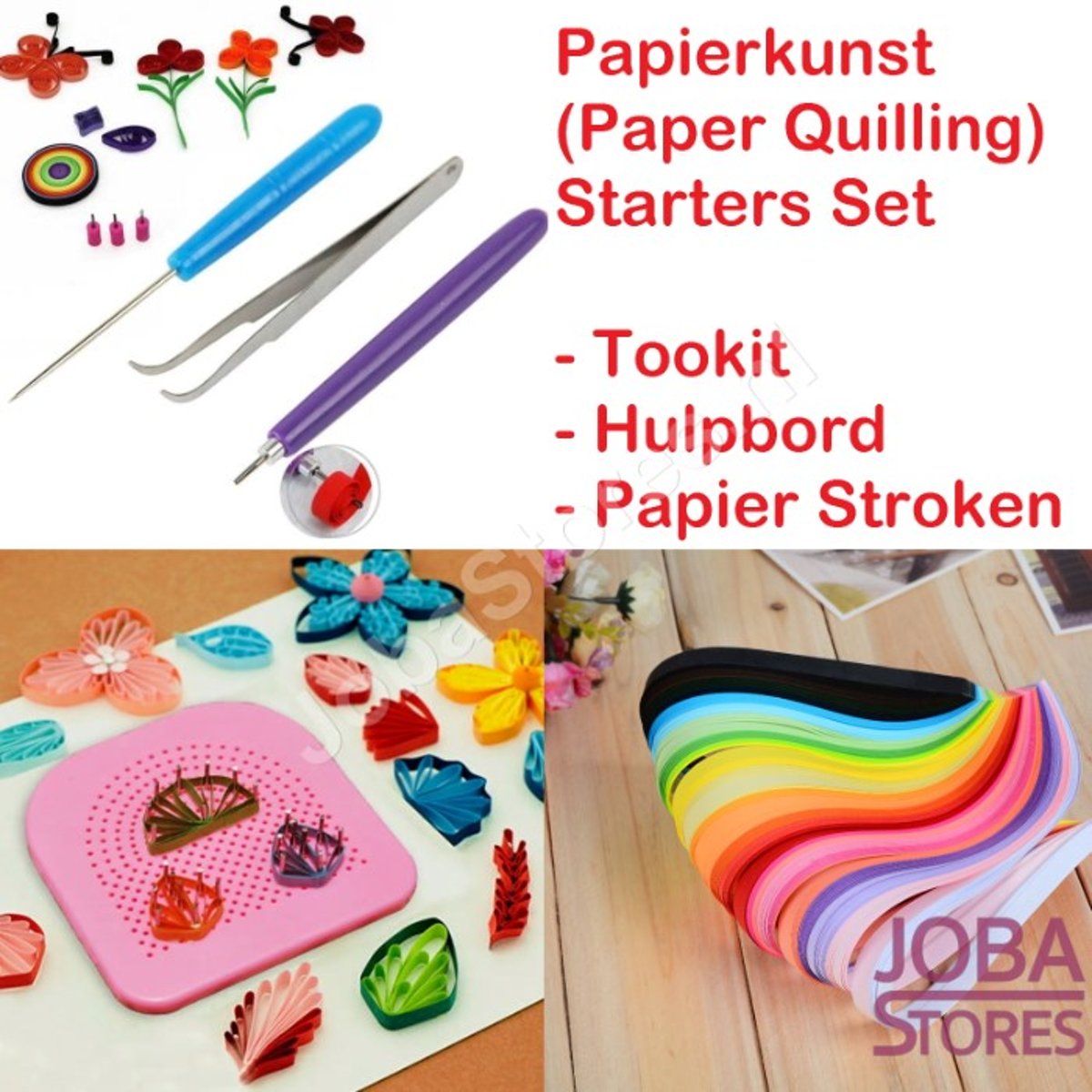 Papierkunst (Paper Quilling) Starters Set (Toolkit, Hulpbord & Stroken)