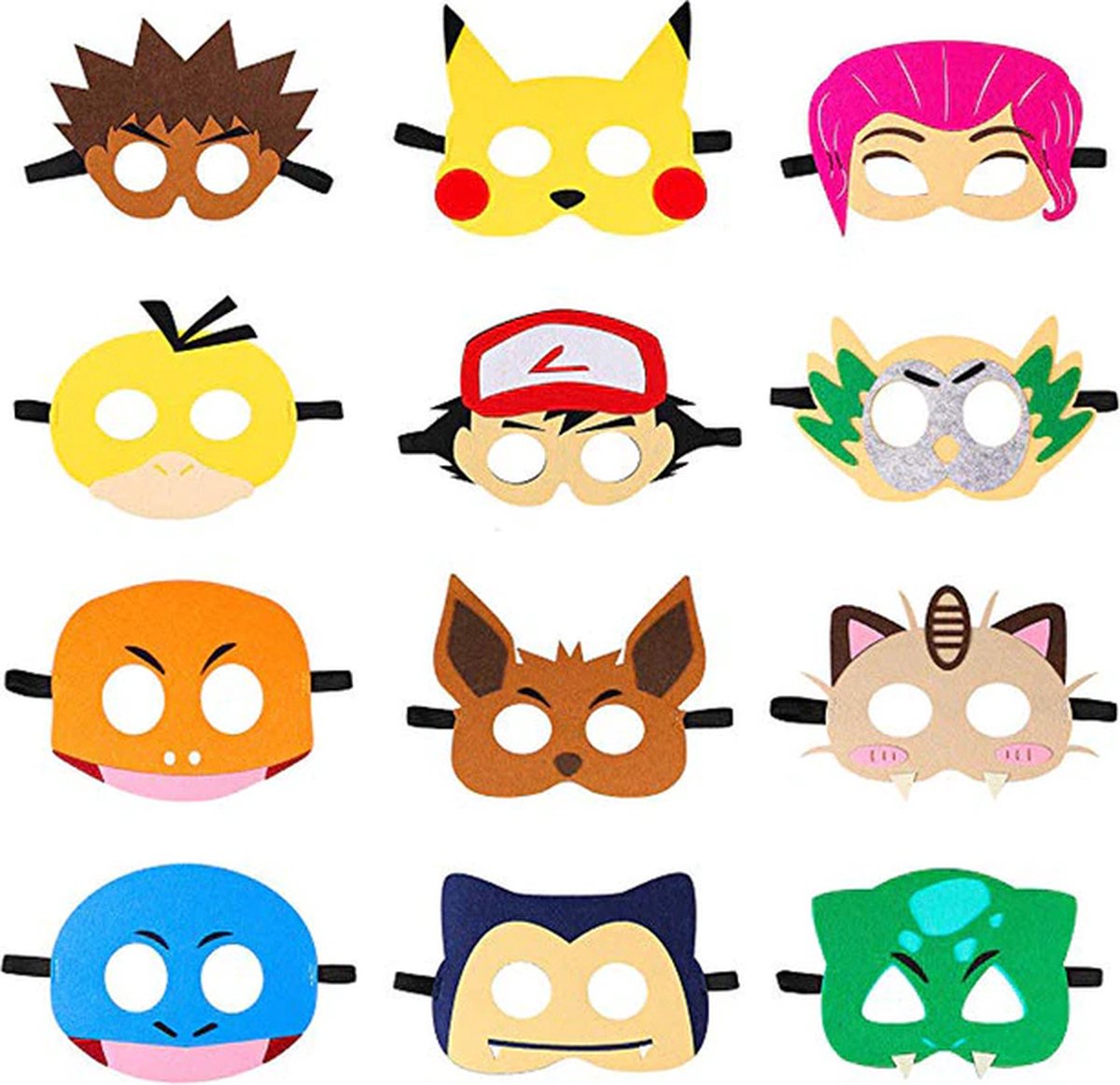 Jobber - Pokémon - Maskers - 12 stuks - Verkleedkleding - Accessoires