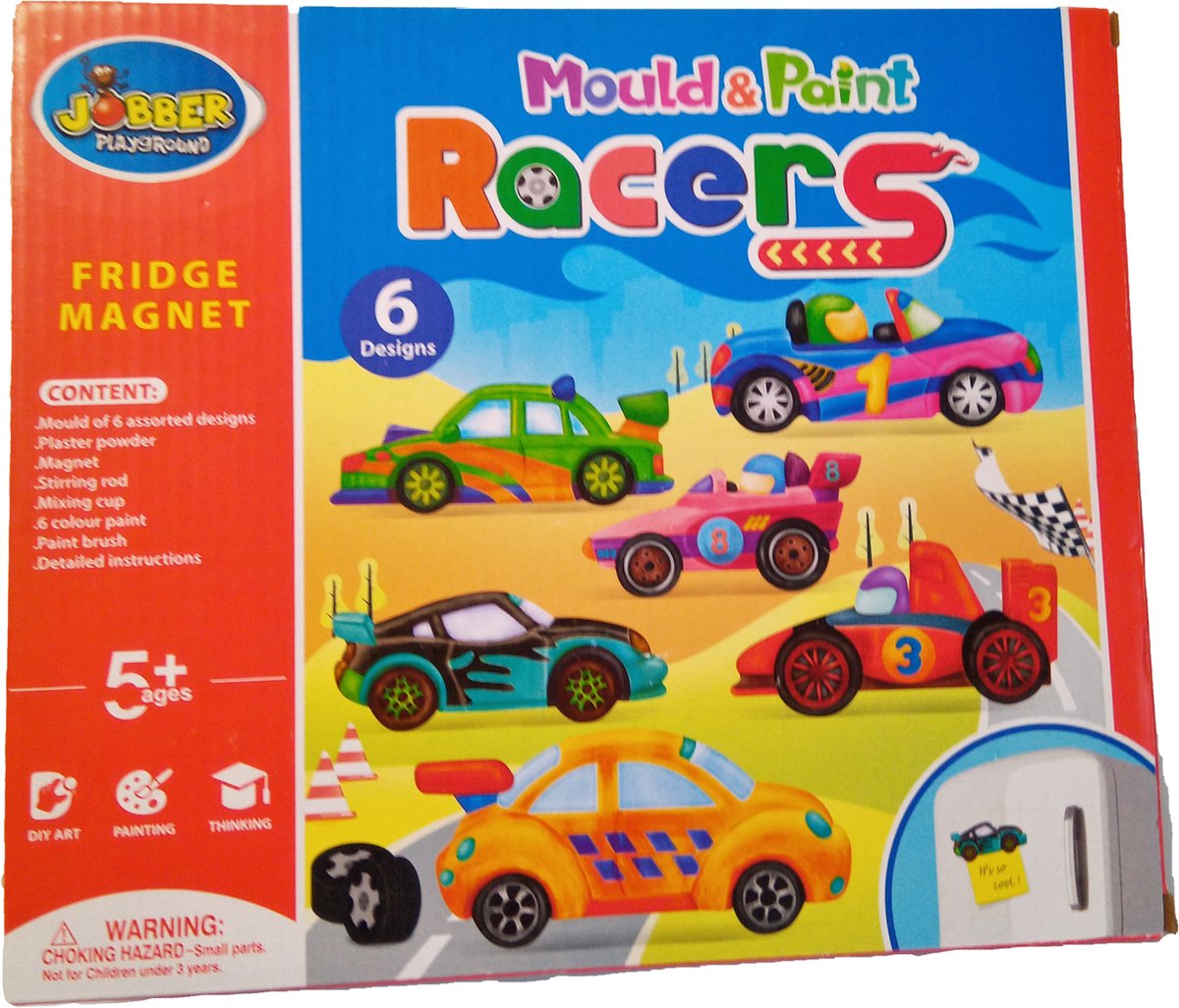 Jobber Toys Gips Gieten – Koelkast magneten Racers - Knutselen Jongens