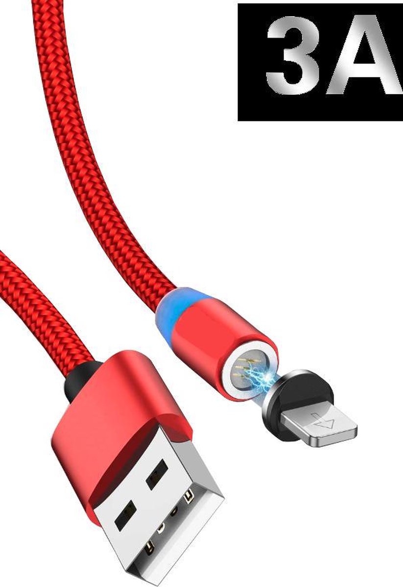 Jocam USB laadkabel 3.0A - 1 Meter - 360 Magnetische Datakabel - USB-C - Rood