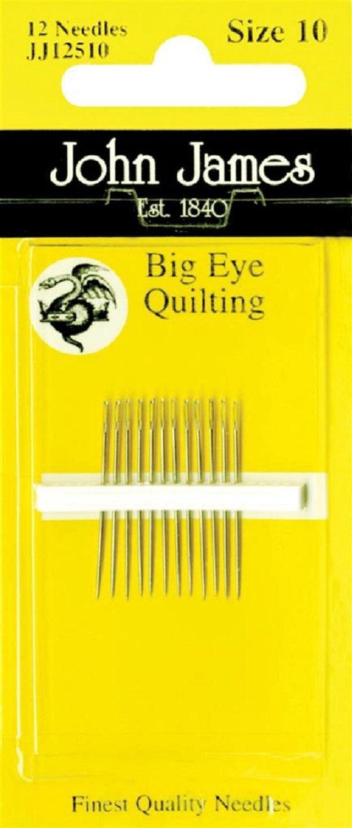 John James Quiltnaalden JJ12511E, size 10 BIG EYE Needles (12 stuks)