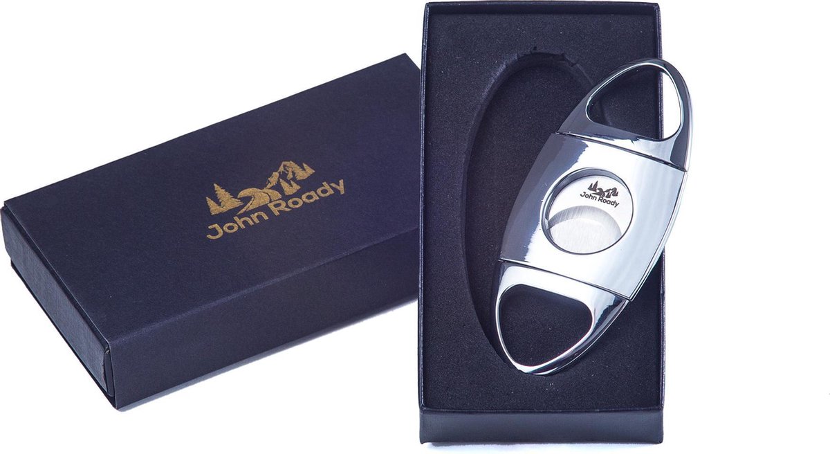 John Roady Zilverkleurige Sigarenknipper - Cigar Cutter met geschenkverpakking