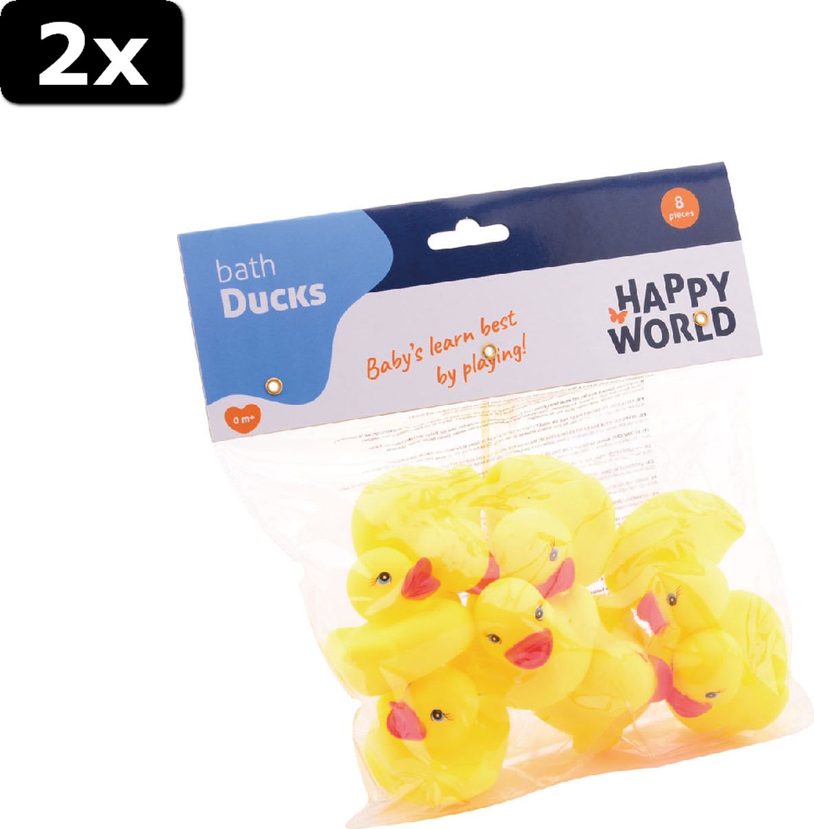 2x Happy World badeendjes 8 stuks zak