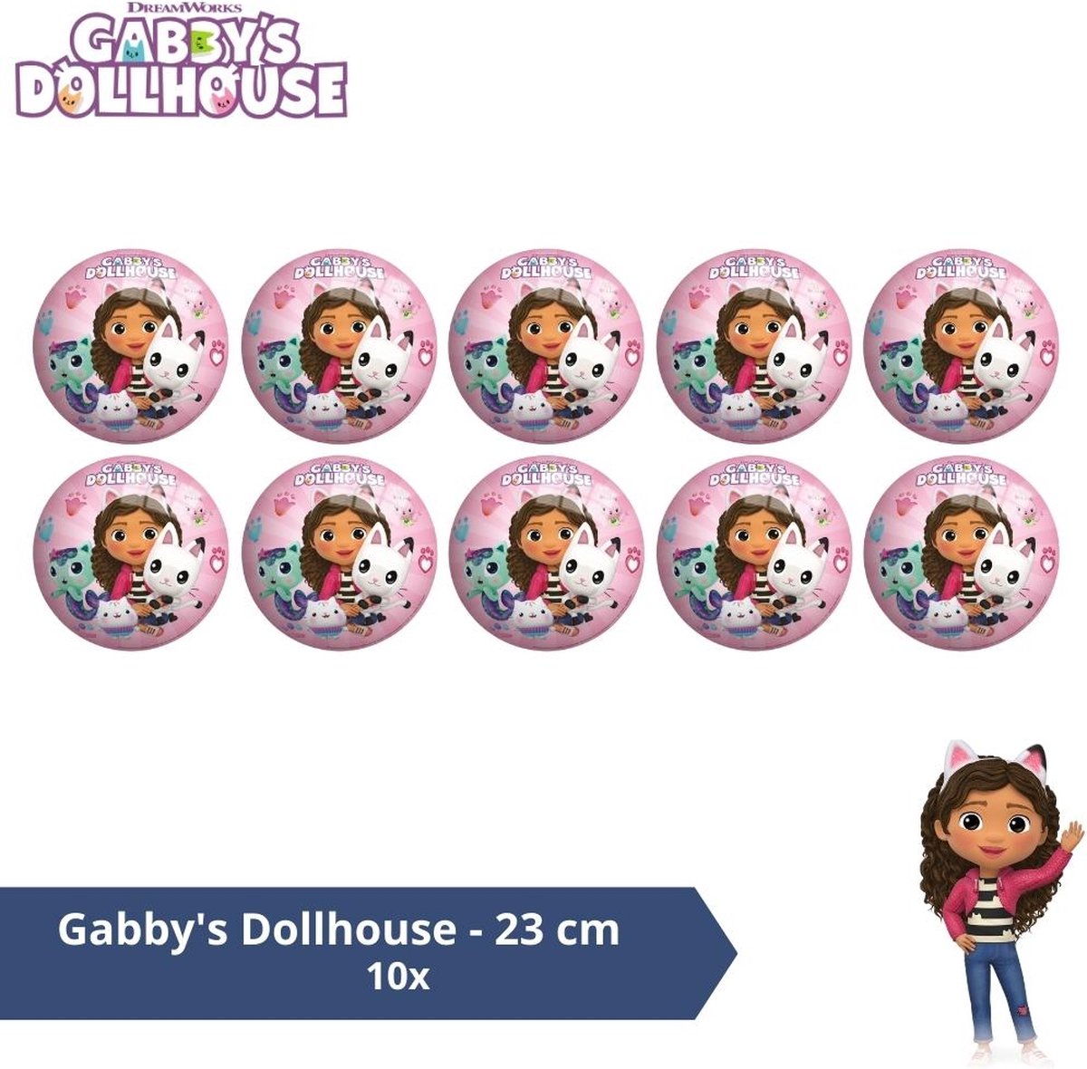 Bal - Voordeelverpakking - Gabbys Dollhouse - 23 cm - 10 stuks