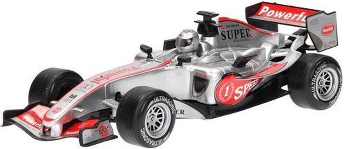 Raceauto Formule 1 JohnToy 1:18 met licht en geluid Zilver