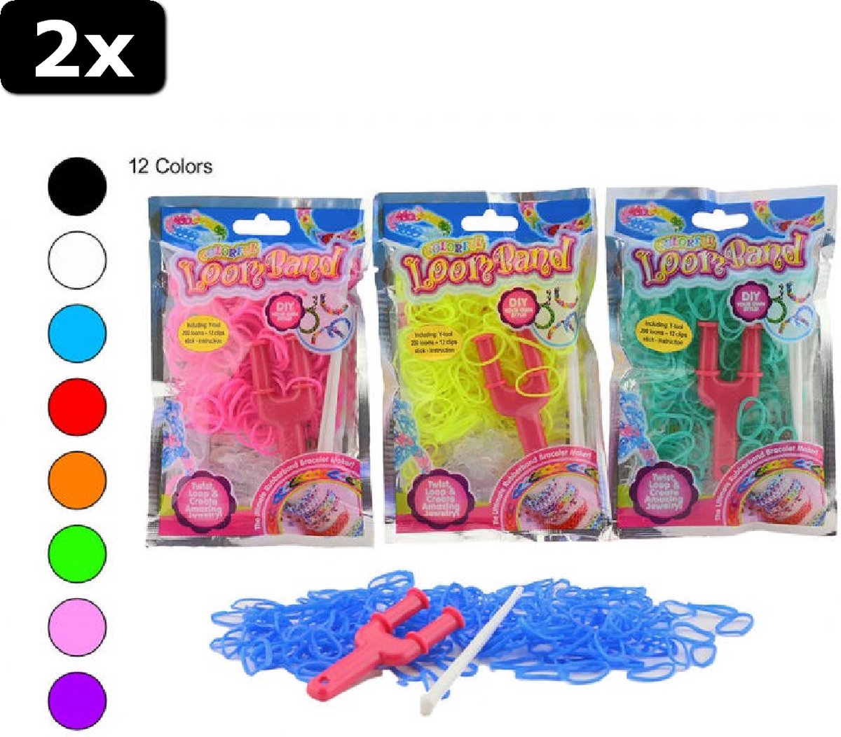 2x Loom Knoop je eigen armband (200 ringen) met Y-tool assorti