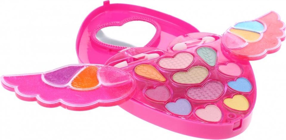 Bella make-up set hart met vleugels roze