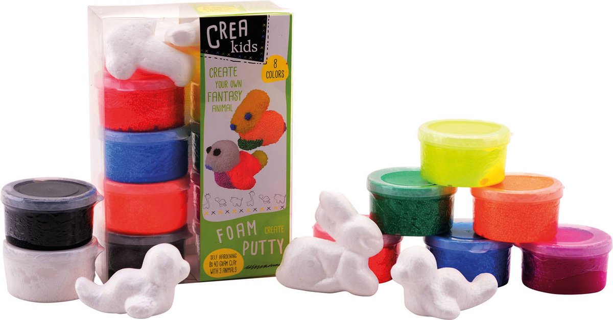 Crea Kids Crea putty pak van 8 kleuren met 3 figuren