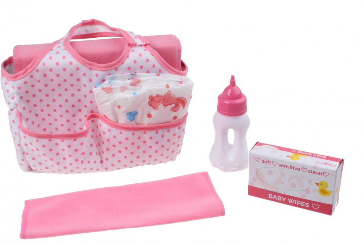 Johntoy Baby Rose Poppen Luiertas Met Accessoires 6-delig Wit/roze