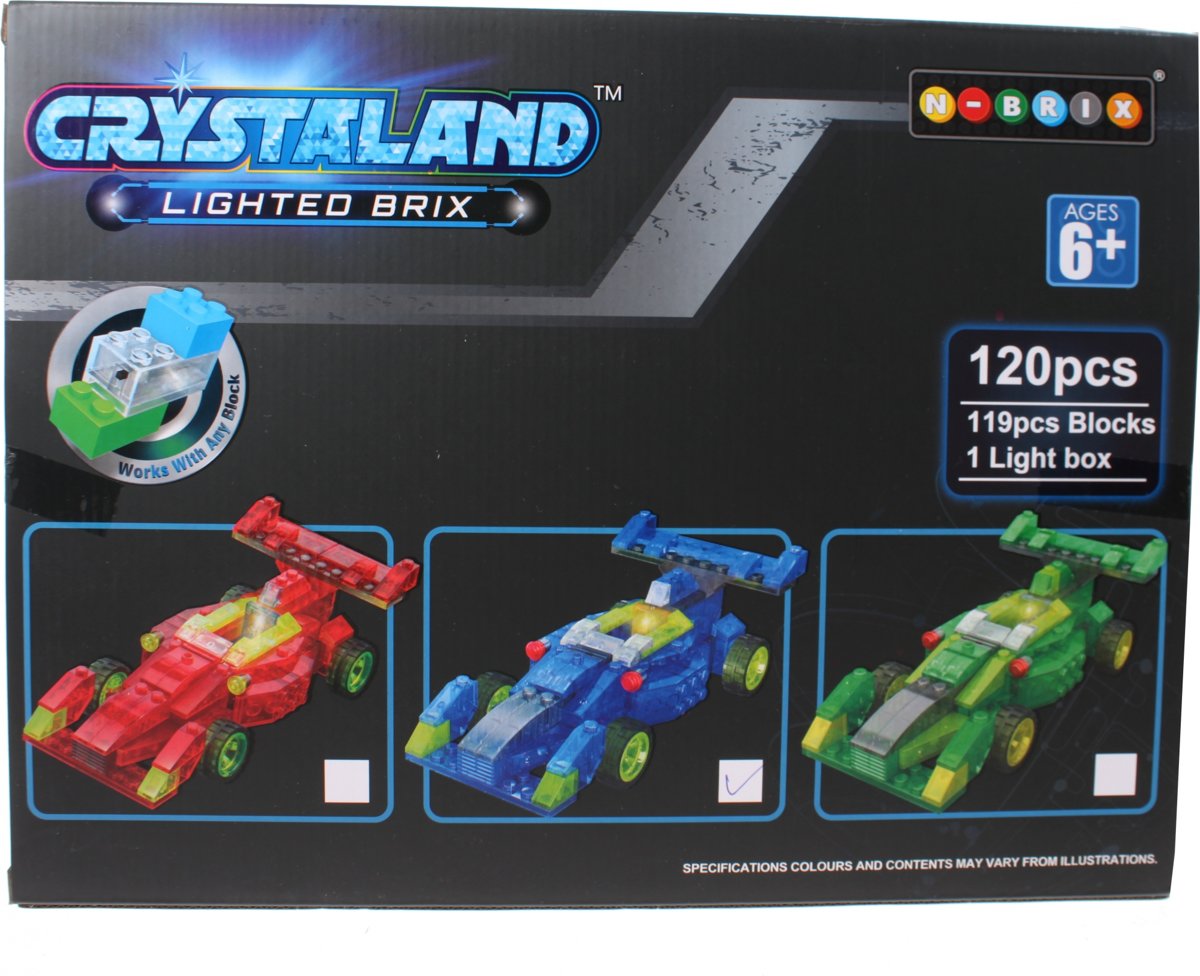 Johntoy Bouwpakket Crystaland Raceauto 120-delig Blauw