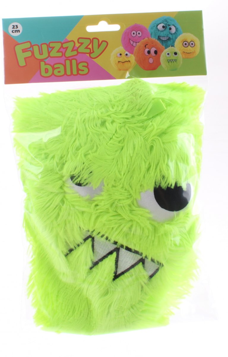 Johntoy Fuzzybal Met Gezichtje Pluche Lime 25 Cm