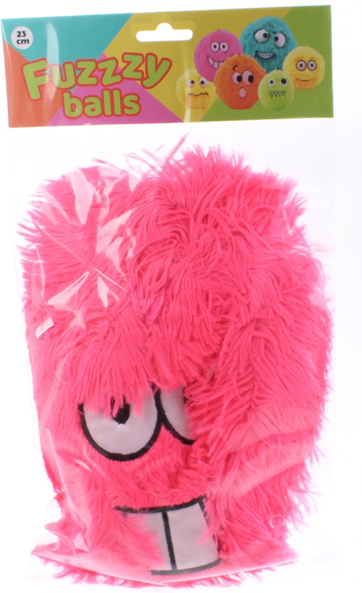 Johntoy Fuzzybal Met Gezichtje Pluche Roze 25 Cm