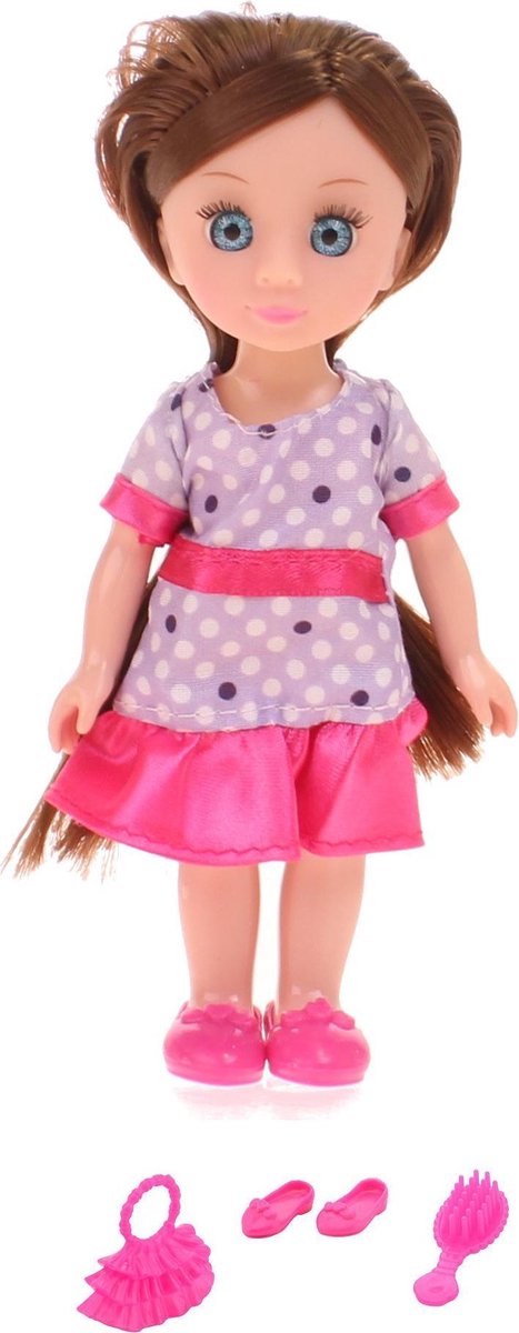 Johntoy Lily Dolls Met Accesoires 15 Cm 4-delig Bruin Jurk