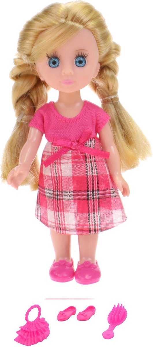 Johntoy Lily Dolls Met Accesoires 15cm 4-delig Blond Jurk