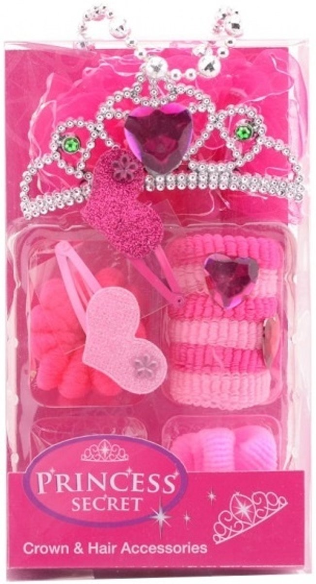 Johntoy Prinsessen Kroon En Haar Accessoires Roze/donkerroze