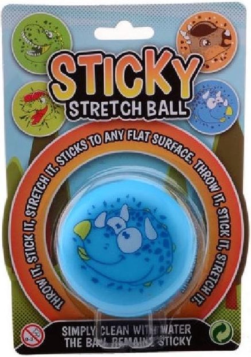 Johntoy Sticky Stretch Bal Dino Junior Blauw