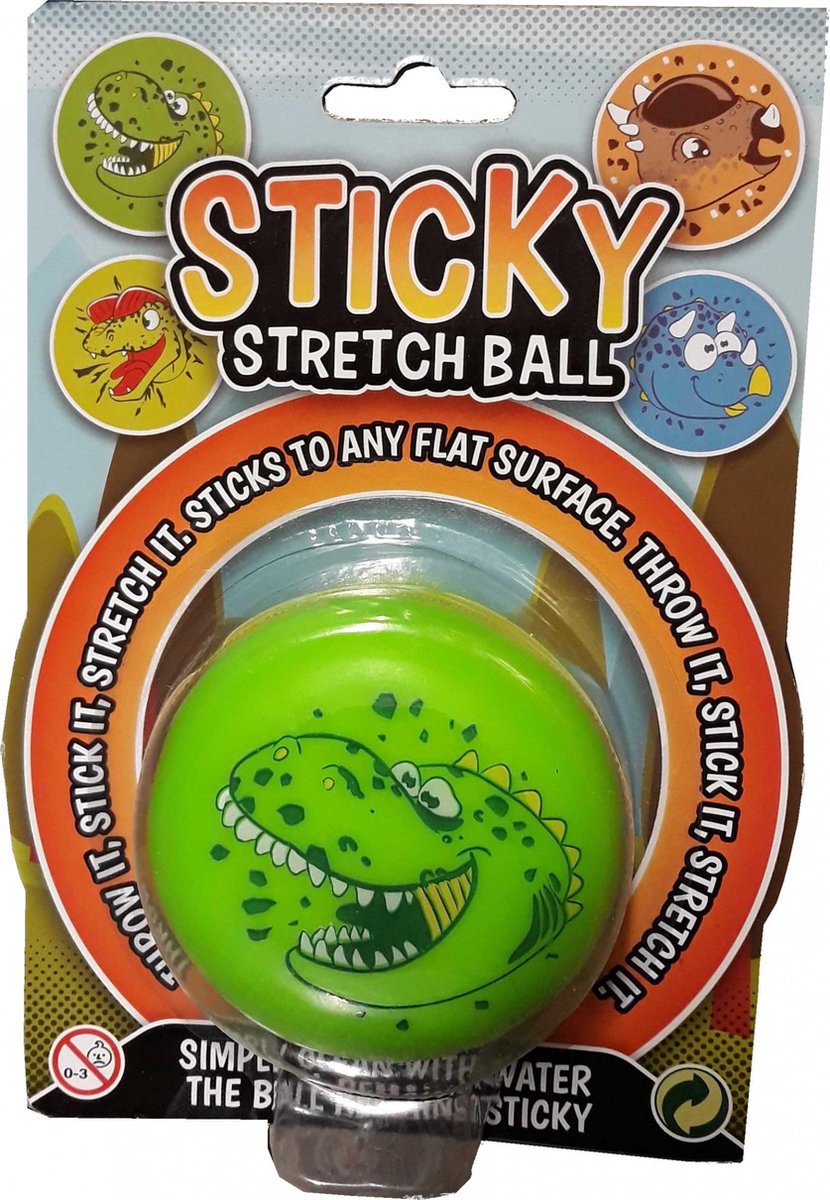 Johntoy Sticky Stretch Bal Dino Junior Groen