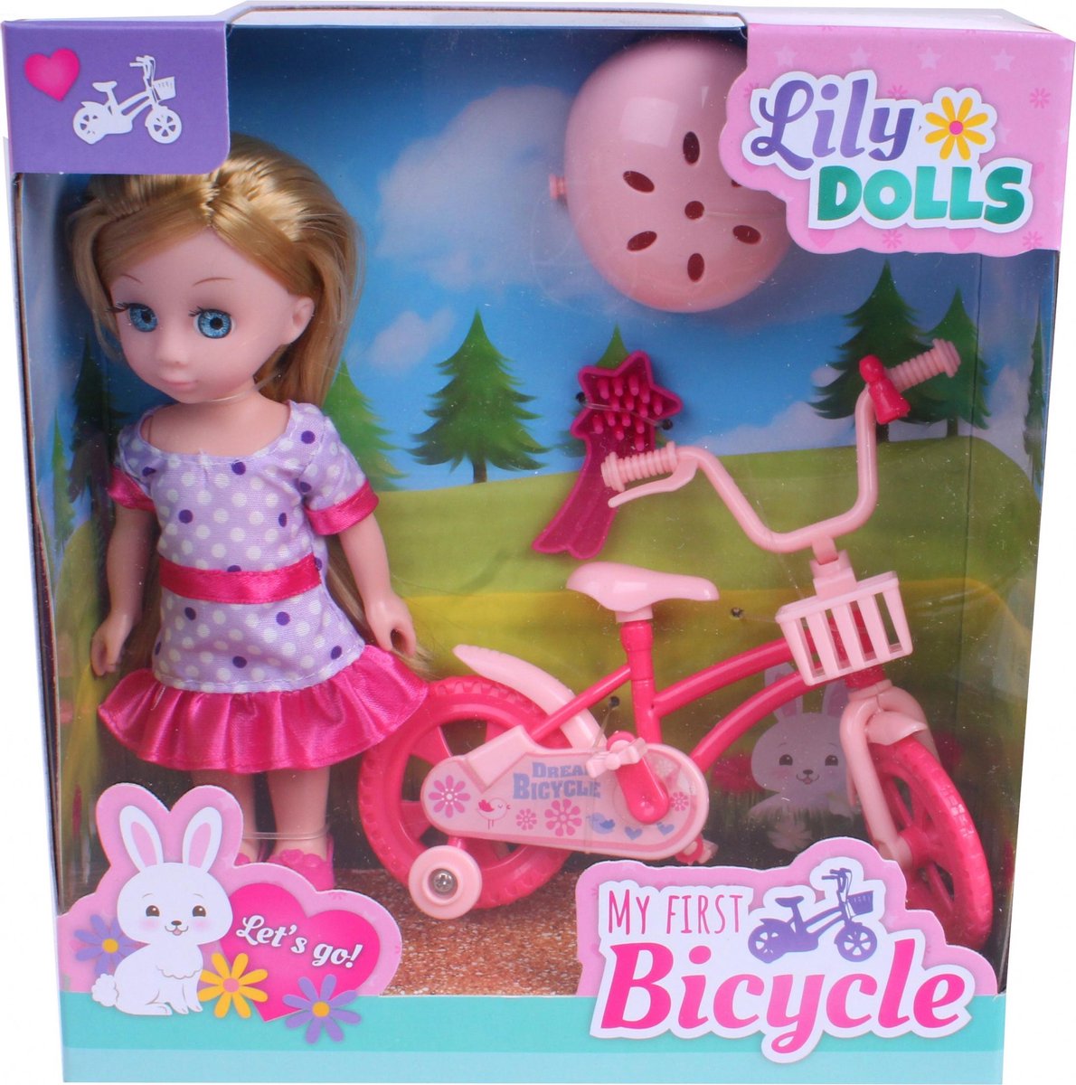 Johntoy Tienerpop Lily Dolls Mijn Eerste Fiets 15 Cm Roze/paars