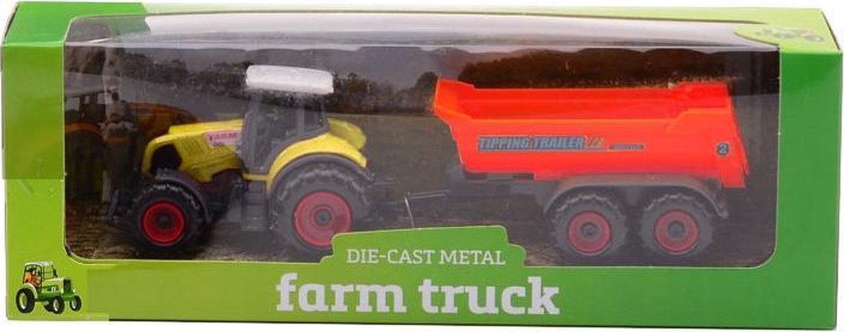 Johntoy Tractor Farm Master Halfpipe Staal 27,2 Cm Geel/rood