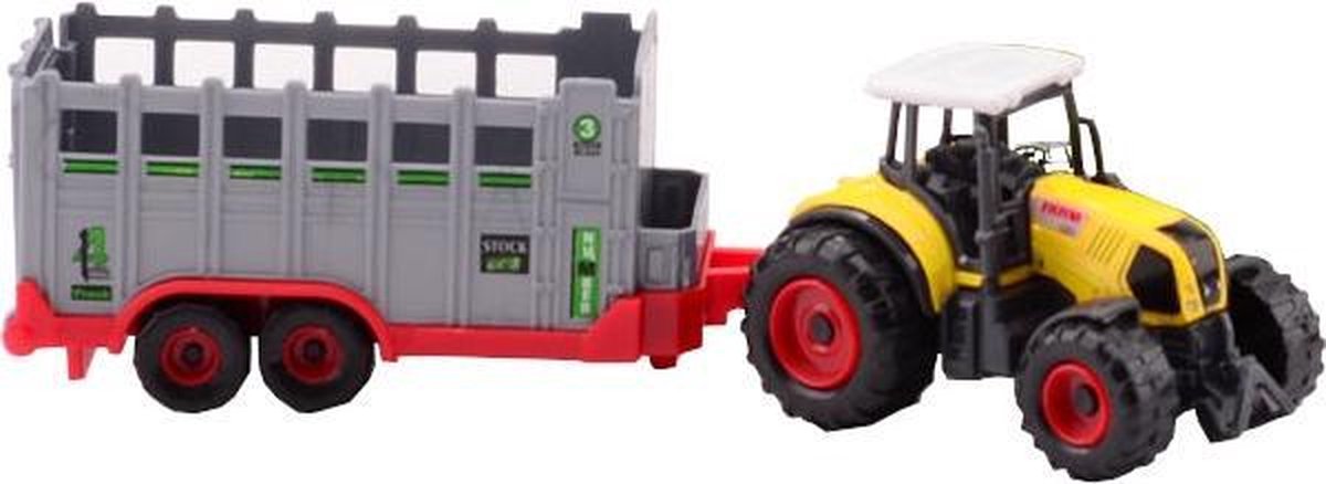 Johntoy Tractor Farm Master Vee Staal 27,2 Cm Geel/rood