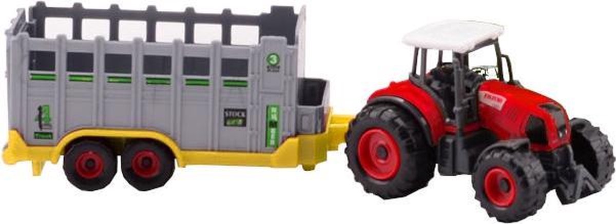 Johntoy Tractor Farm Master Vee Staal 27,2 Cm Rood/geel