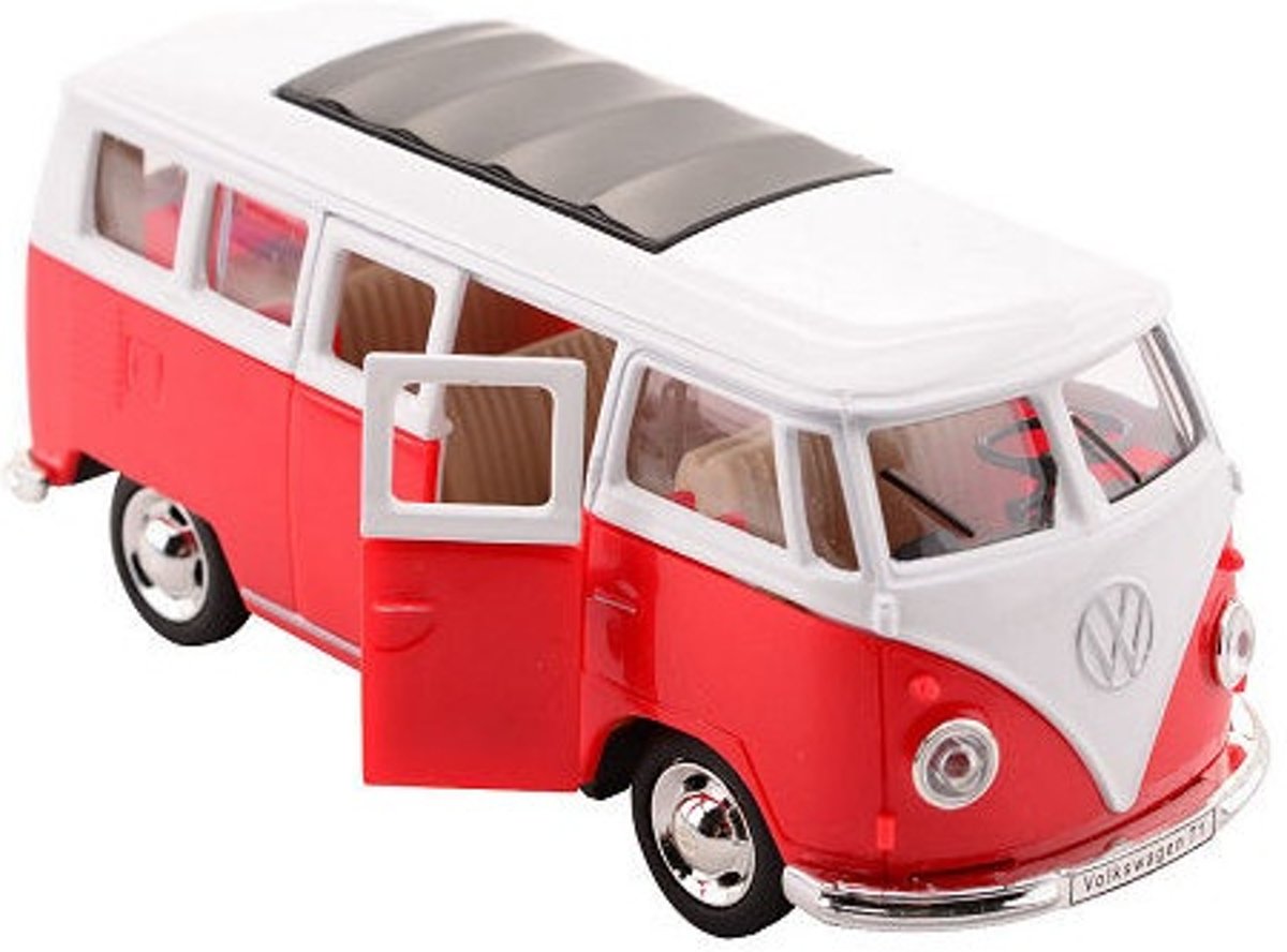 Johntoy Volkswagen Bus T1 1:30 Die-cast Pull Back Rood