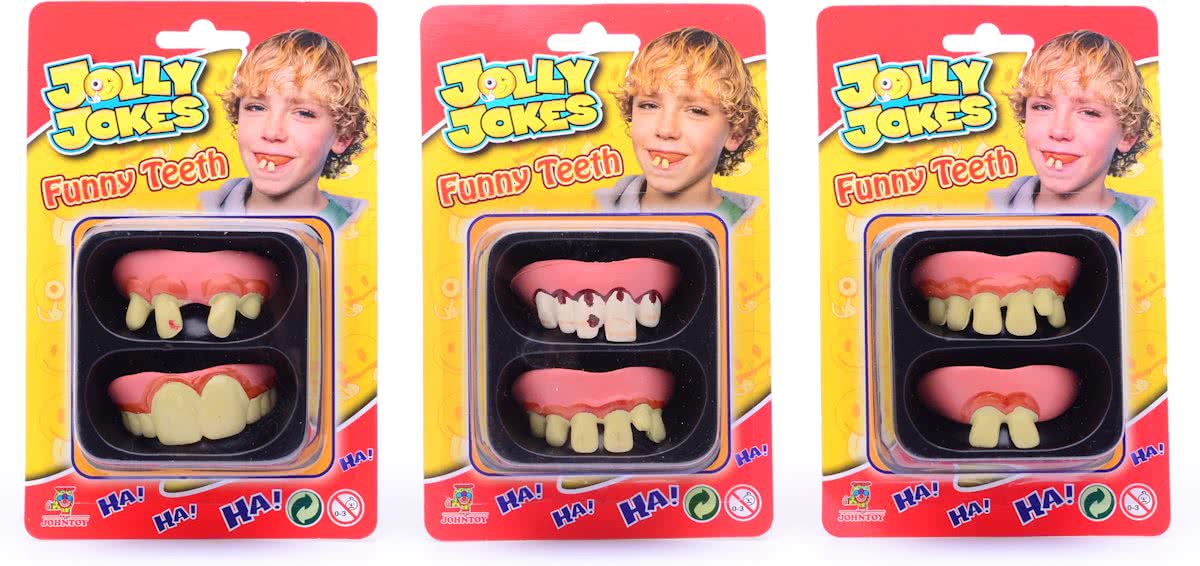 Jolly Jokes foptanden 2 stuks 6 assorti