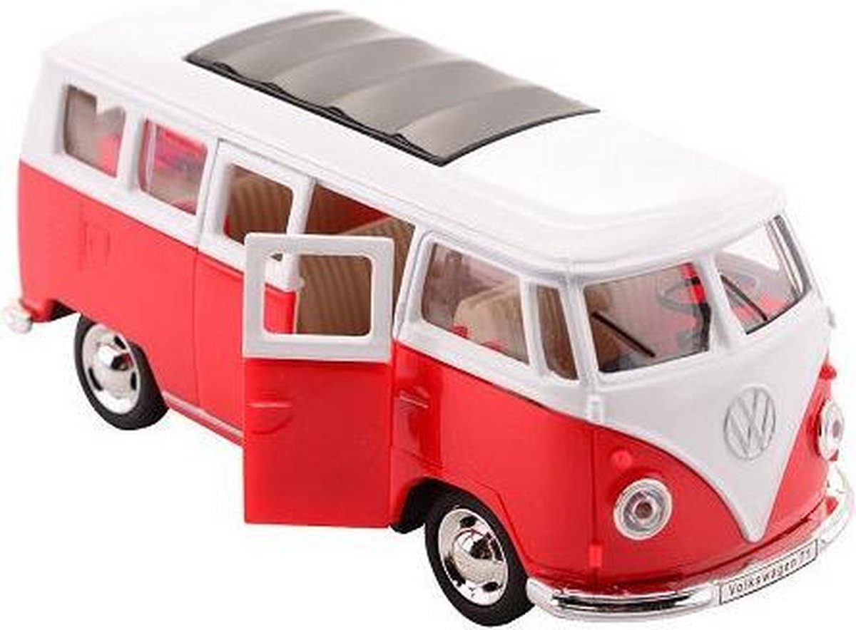 Volkswagen Bus T1 1:38 die-cast pull back rood