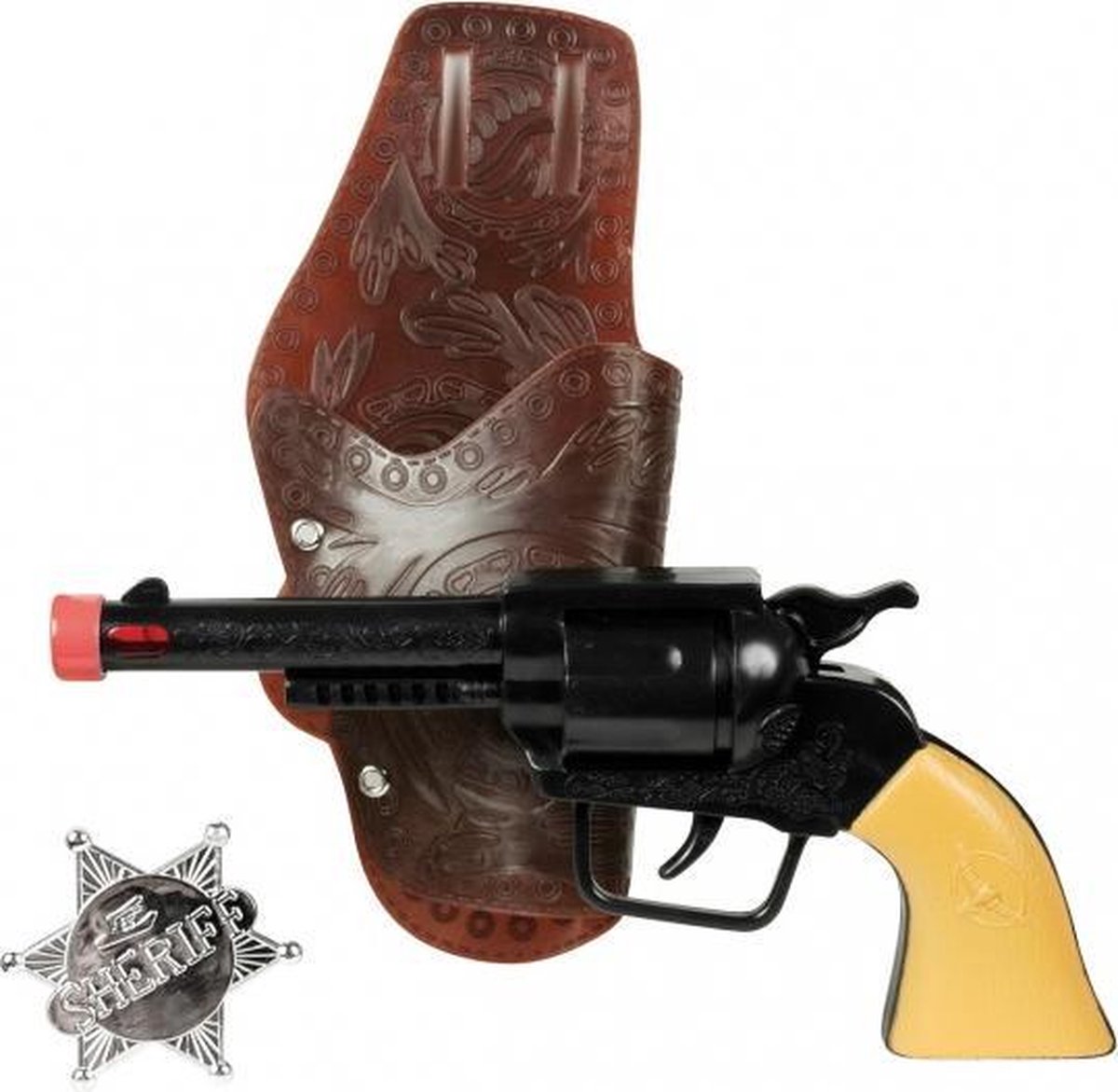 Wild West speelset Revolver zwart/bruin 23 cm