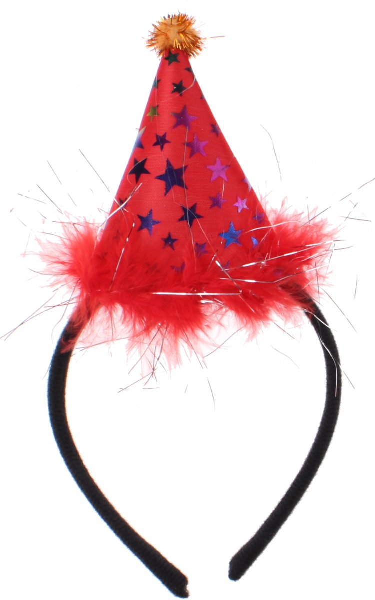 feesthoed Party Time rood 22 cm