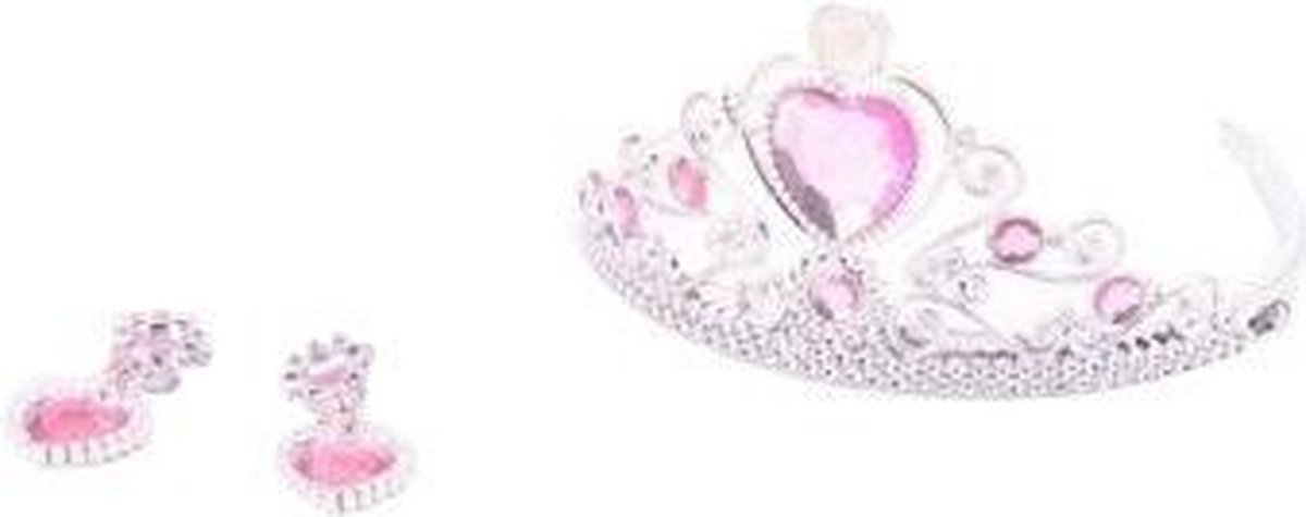 kroon en oorbellen Princess Secret zilver 20 cm