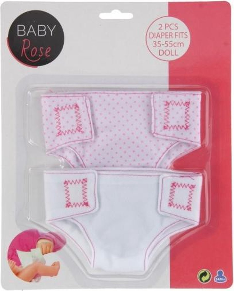 stoffen luiers Baby Rose roze/wit 2 stuks