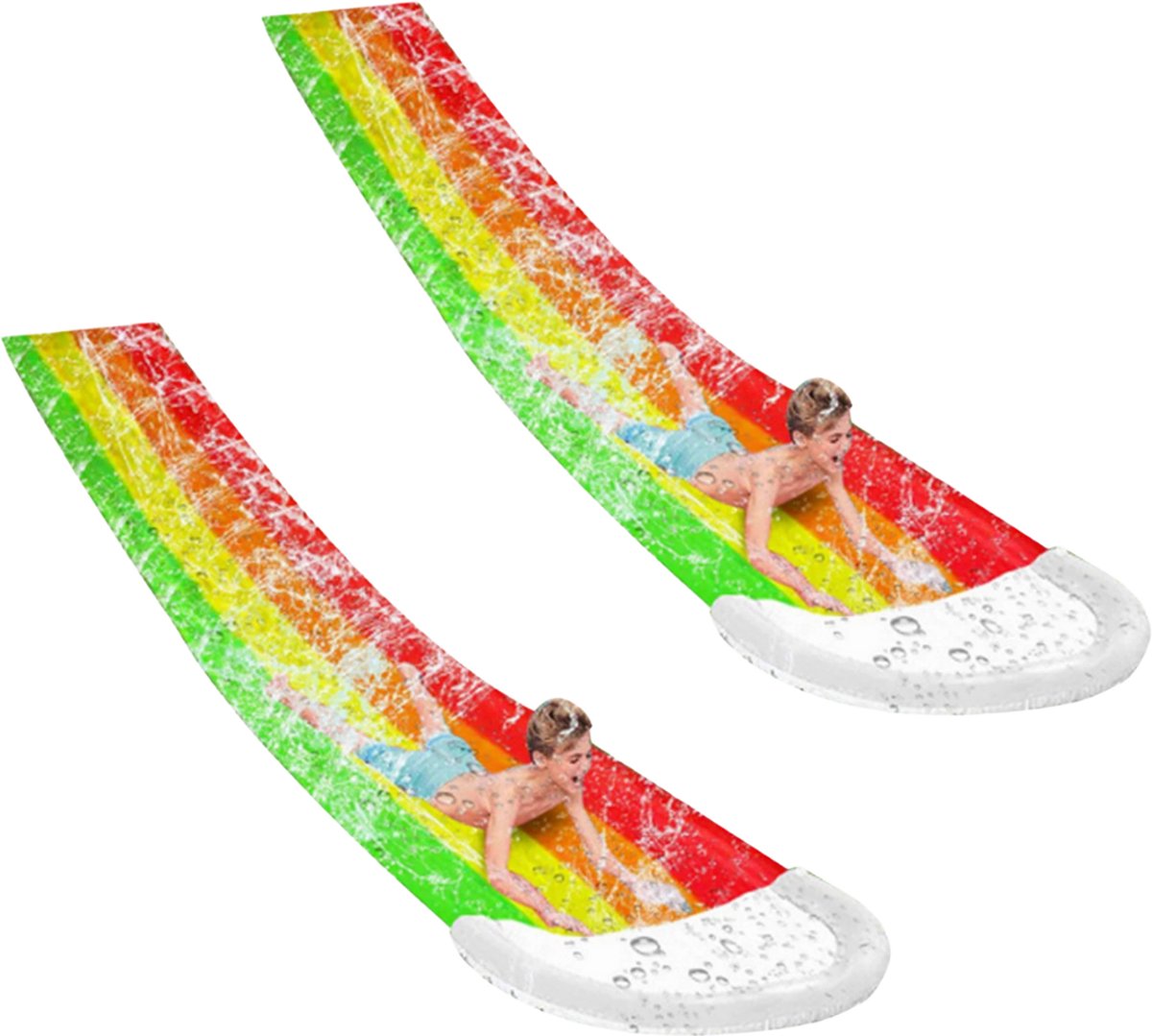   - 2 Stuks - Waterglijbaan - Buikschuifbaan - Waterslide - Waterglijbaan Buitenspeelgoed - (465x80cm) - REEFLY
