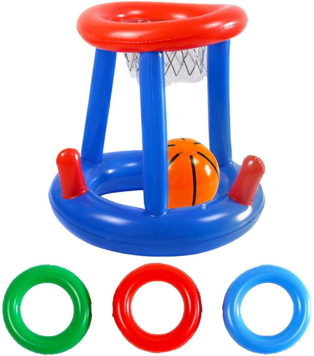   - Opblaasbare Basketbalring - Ringwerpen - Basketbal Ring - Zwembad Speelgoed - Zwembadspeelgoed - Inclusief Basketbal en Ringen - DUNKSPLASH