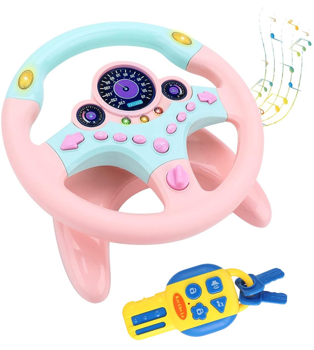   - Speelgoed Stuur Voor in de Auto met Sleutels - Autostuur Speelgoed - Stuurwiel Speelgoed - Speelgoed Voor in de Auto - Auto Speelgoed - Speelgoed Voor Onderweg - Speelgoed Voor op Reis - Roze - WHEELPLAY