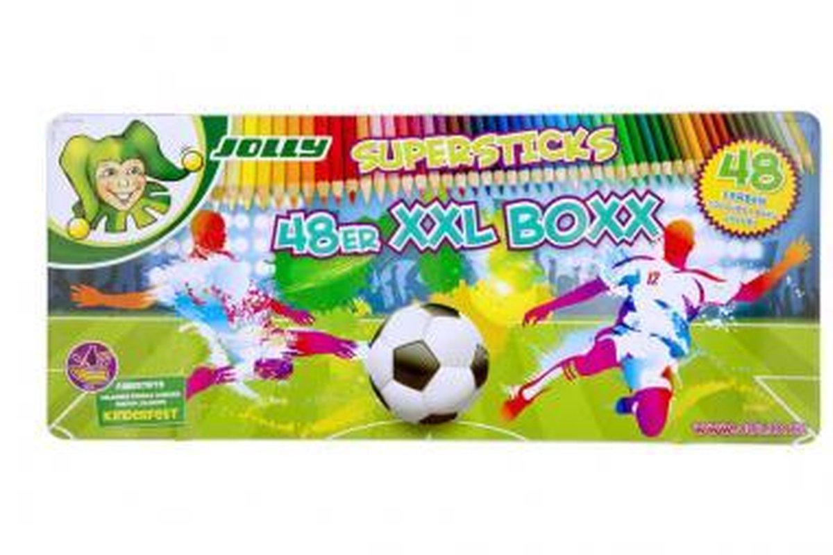 Jolly Supersticks Classic kleurpotloden Voetbal XXL Boxx 48 stuks