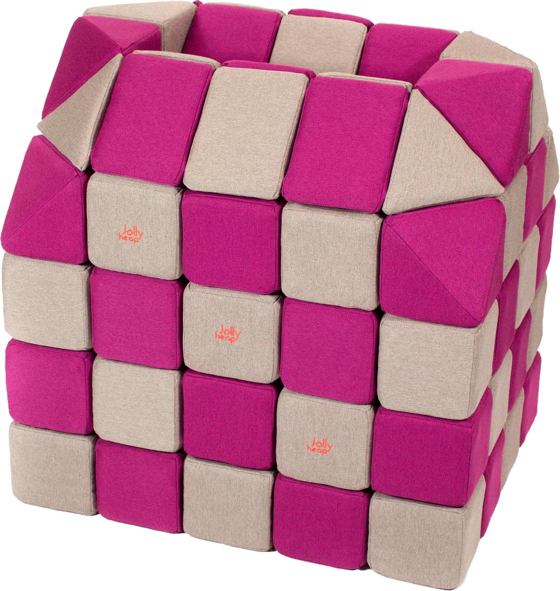 Magnetische blokken JollyHeap® - Magnetic blocks - blokken - educatief speelgoed - roze/grijs