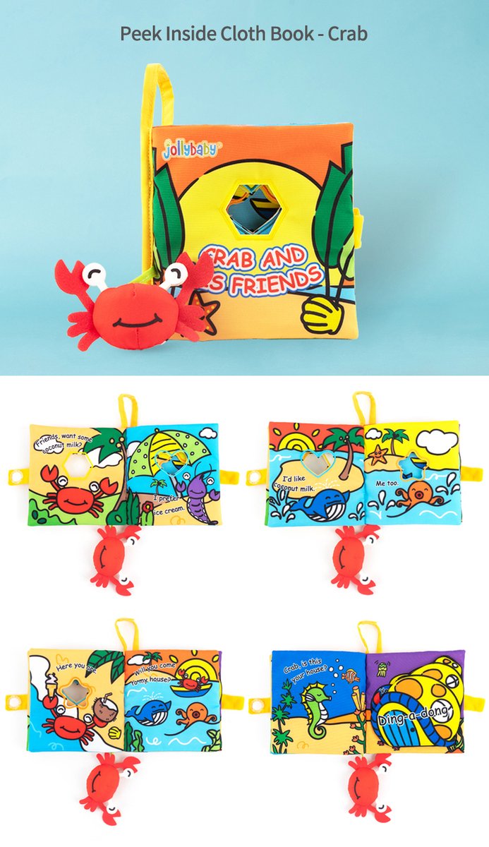 Baby boek/knisperboekje /Educatief  Speelgoed /Pasen kinderen/Pasen/ smartgames voor kinderen/baby born/Zacht Baby boek /Zacht Speelgoed/Speelgoed voor baby/ Speelgoed Voor Kinderen/  crab and his friends