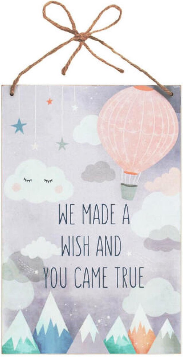 Decoratiebord - We made a wish and you came true - Baby - Hout - 20x30cm