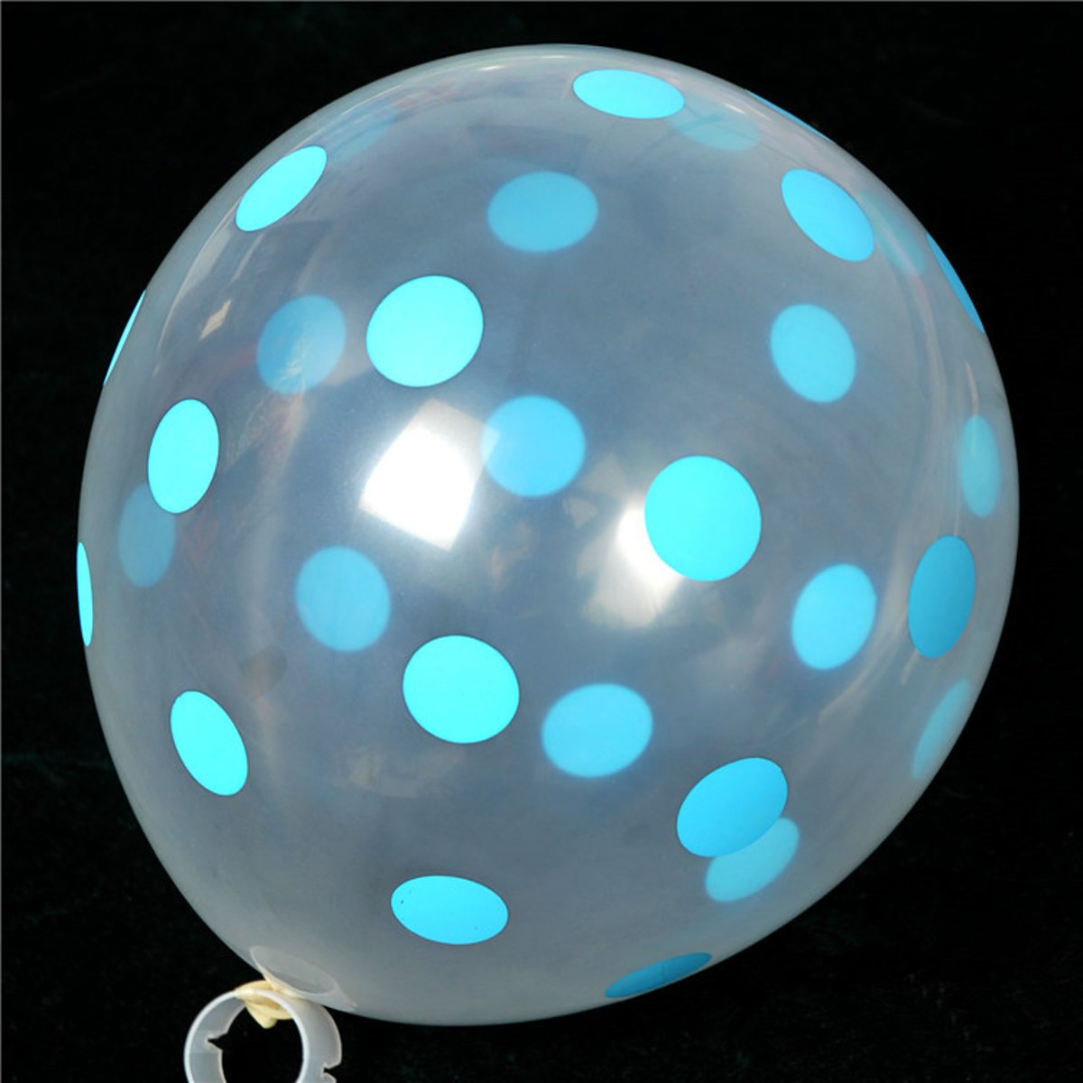 8 Ballonnen Dots Transparant/Blauw