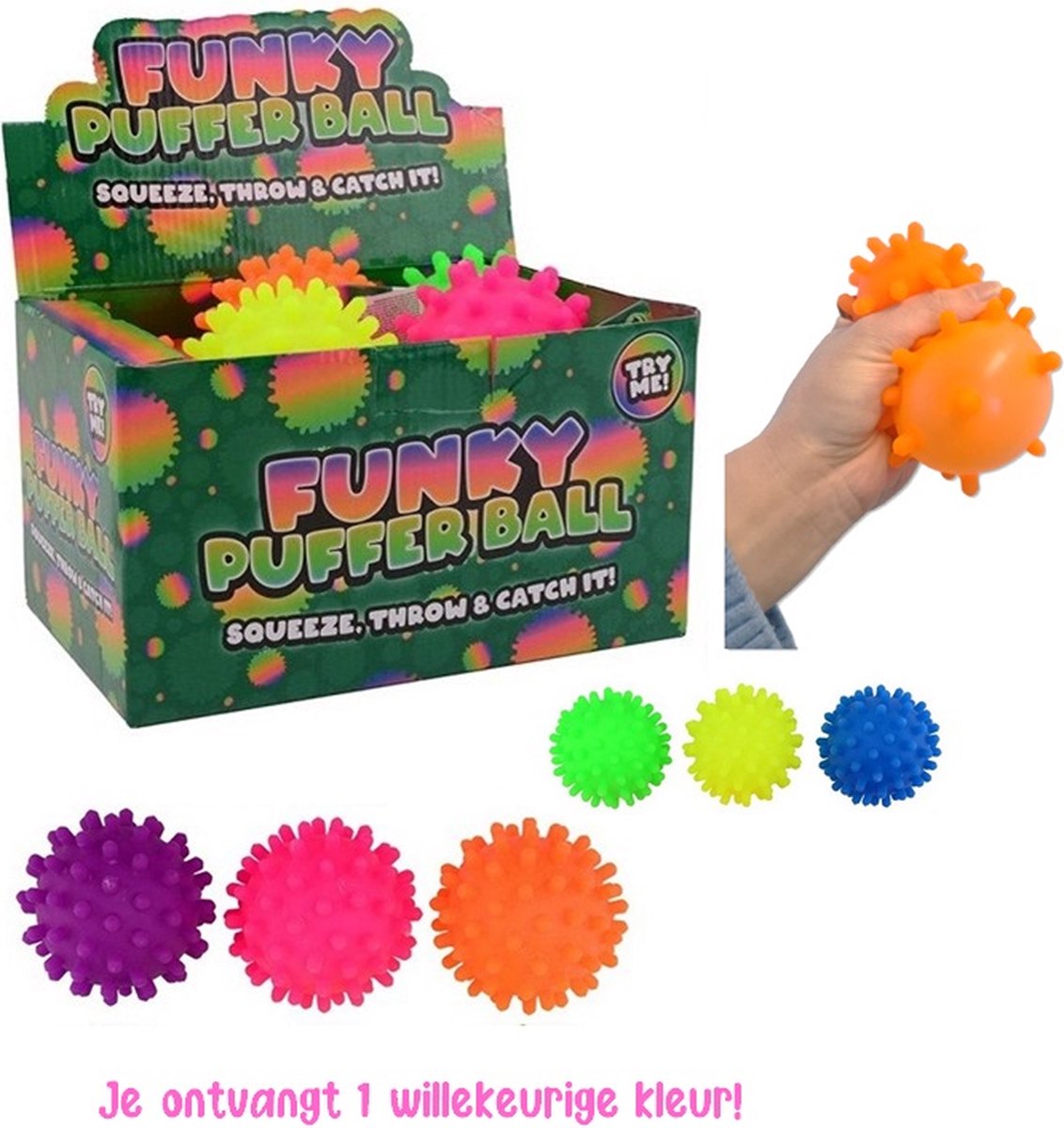 Funky Neon Pufferbal - Knijpbal voor de hand - Fidget Toy - 1 exemplaar - 10 cm